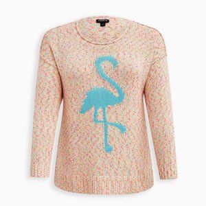 NWT Torrid 4X Neon Rainbow Knit Flamingo Sweater Scoop Neck Pullover